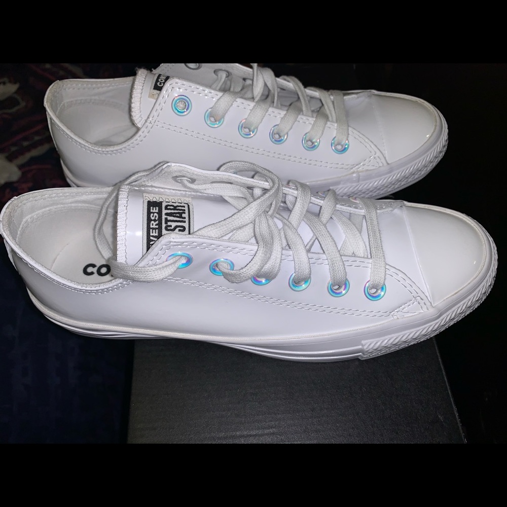 COPY - Brand NEW White Patent Converses!